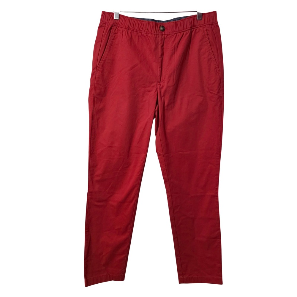Vineyard Vines Mens On-The-Go Chino Pants Red Elastic Waist Size Medium